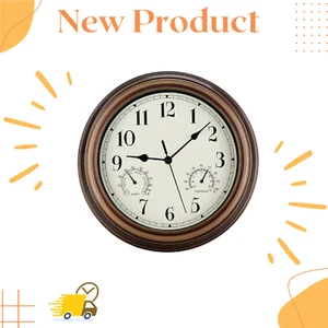 Secreshow 12 Inch Indoor Outdoor Wall Clock Waterproof with Temperature and H... - Picture 1 of 7