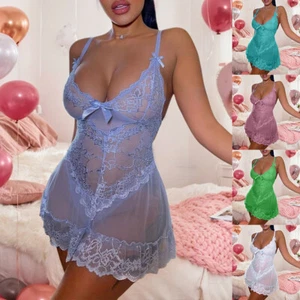Plus Size Women Sexy Lace Nightdress Lingerie Babydoll Pajamas Nightie Sleepwear - Picture 1 of 21