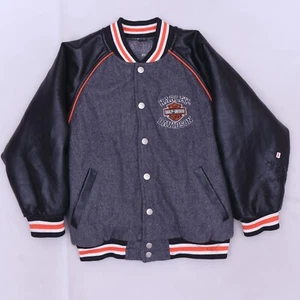 D6057 VTG Harley Davidson Boy's Motorcycle Biker Varsity Jacket Size S 8/10 - Picture 1 of 13