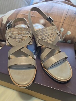 New With Box Johnston & Murphy Kayla  Cork/Taupe Leather Heel Shoe 8.5 - Image 1 of 4