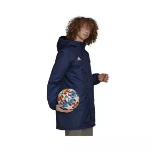 adidas Entrada 22 Stadium Football Jacket Navy Long Coat Mens - Picture 1 of 6