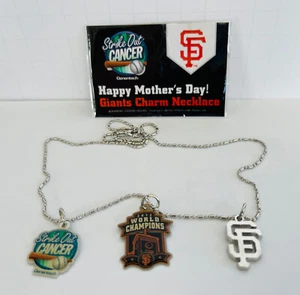 Giants Mother's Day 2013 World Champions CHARM NECKLACE Strike Out Cancer SGA - Picture 1 of 1