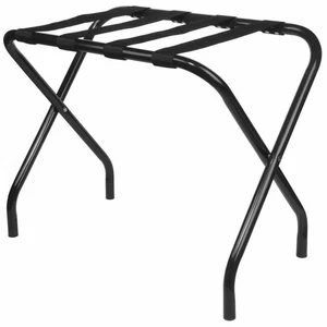 Kings Brand Furniture - Black Metal Foldable Luggage Rack Stand with Nylon Belts - Picture 1 of 5