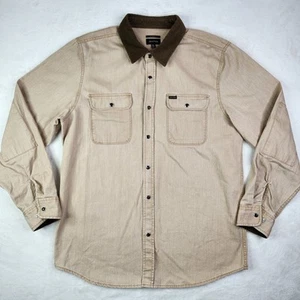 BRIXTON Relaxed Fit Mens Snap Button Shirt Brown XL Corduroy Collared - Picture 1 of 6