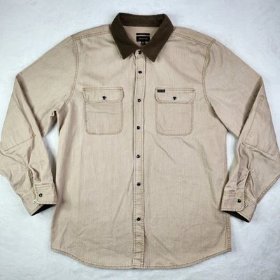 Camisa BRIXTON Calce Relajado Para Hombres Botón a Presión Marrón XL Cuello Pana Foto 1 de 4