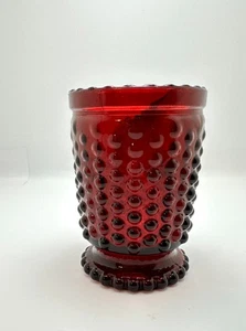 Vintage Ruby Red Hobnail Toothpick  Votive Holder 3" X 1 7/8" Pedestal base - Picture 1 of 6