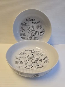 2 Disney Sketchbook Drawings Mickey Soup Pasta Bowls Lot Set - Picture 1 of 4