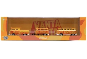 M2 MACHINES 1960 VW DOUBLE CAB W/ TRAILER & 1960 VW 15 WINDOW BUS HAULERS - Picture 1 of 2