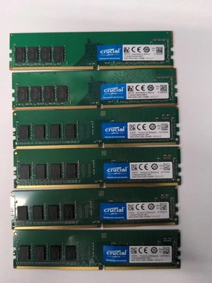 Lot Of 6 Crucial 4GB DDR4-2400 UDIMM 1.2V CL17 CT4G4DFS824A.M8FE - Image 1 of 2