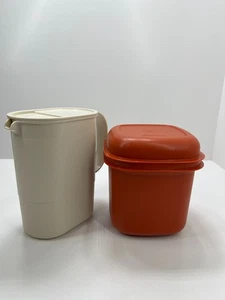 Tupperware vintage burnt orange ice bucket and small cream water jug - Picture 1 of 12