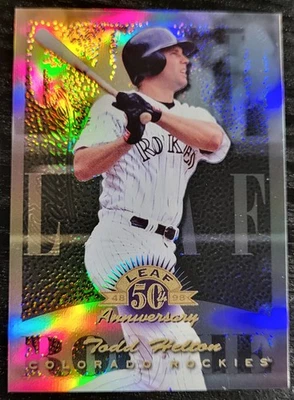 Leaf Todd Helton 1998 hoja de oro 50 aniversario oro novato cromo refractor Foto 1 de 4
