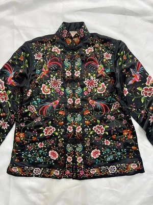 vintage chinese silk embroidery robe shirt dress needlework S46 - Image 1 of 4