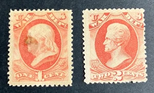 US O114-15, 1c, 2, War Dept. Official, Mint Hinged, gum disturbed, CV=$22.50 - Picture 1 of 2