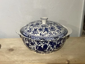 Burleighware REGAL PEACOCK Handled Lidded Vegetable Dish - Picture 1 of 2