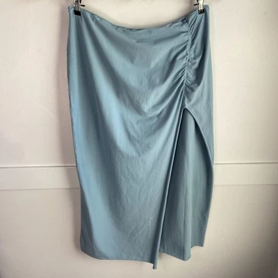 NWOT Skims Denim Blue Raw Edge High Slit Long Skirt Size 4X - Image 1 of 4