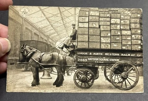 London & North Western Railway Co. Horse Cart Load Fish Empties Postcard Ref#F - Picture 1 of 4
