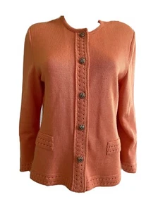American Collection Women's Cardigan Sweater Orange Buttons Long Sleeves Size M - Picture 1 of 12