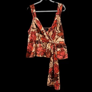 Nina Parker Tops Damen Plus 3X Blumen Ärmellos Surplice Ausschnitt Schößchen - Bild 1 von 10