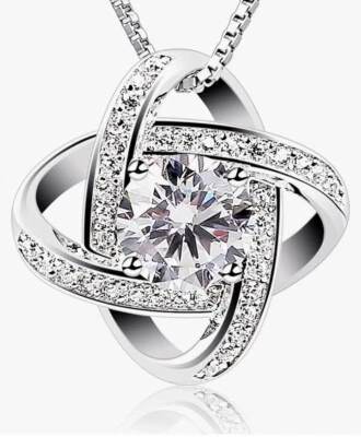  B.catcher collana con pendenti gemelli in zircone cubico ed argento 925 - Immagine 1 di 4