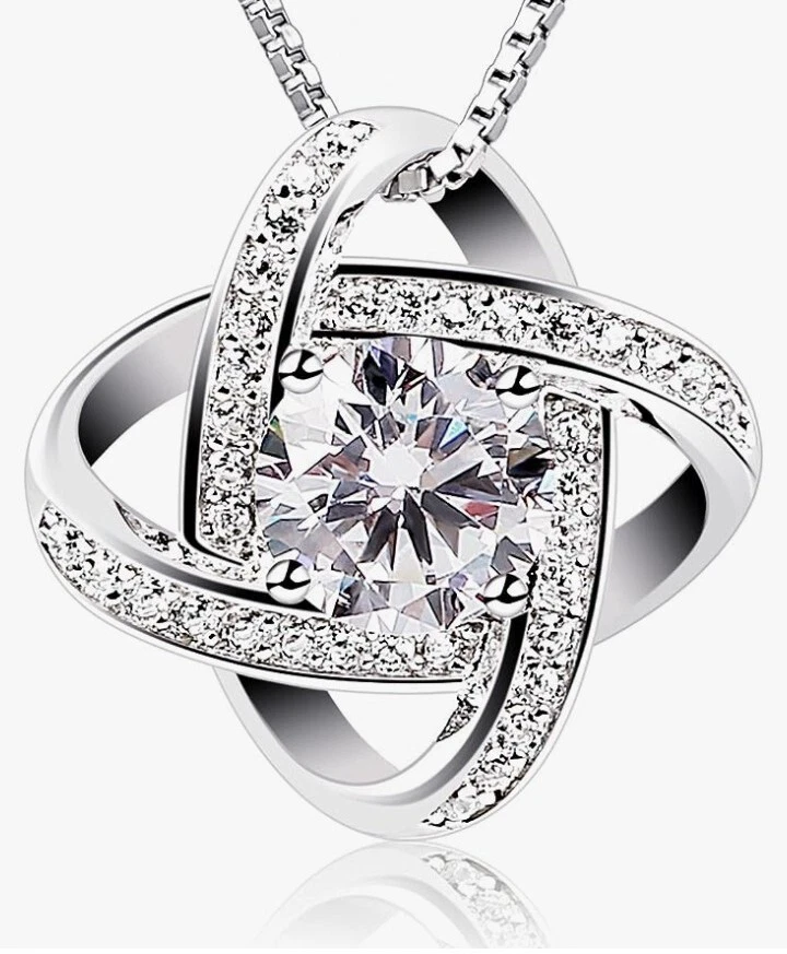  B.catcher collana con pendenti gemelli in zircone cubico ed argento 925 - Immagine 1 di 4