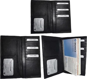 Lote de 3 Billeteras de Cuero para Mujer/Hombre Negras Sin Marca Cartera Estuche para Tarjetas - Imagen 1 de 12