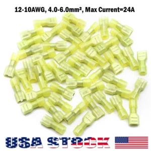 50Pcs 12-10 Gauge Nylon Female Crimp Wire Connectors Insulated Spade Terminal - Picture 1 of 6