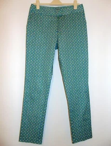 Laura Ashley Vintage Unique Rare Sample Cotton Stretch Teal Floral Trousers UK12 - Picture 1 of 11