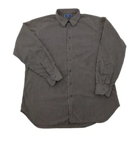 Tom James Vtg Brown Tan Striped Long Sleeve Dress Shirt Made in USA Size XXXL - Picture 1 of 8