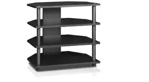 Audio Component Rack Tower Media Stereo TV Stand Equipment Shelves Black 4 Tier - Picture 1 of 8