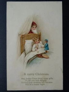 Christmas Greetings A MERRY CHRISTMAS May Santa Claus Bring Gifts - Old Postcard - Picture 1 of 3
