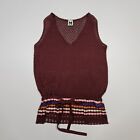 Missoni Womens Knit Top Brown 8 UK Striped Sleeveless Tie Vest Pullover 40IT