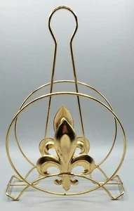 Vintage Mid Century Fleur De Lis Napkin Holder Wire Gold Toned - Picture 1 of 4