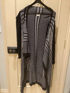 Monsoon long aztec cardigan black and white size small - Picture 1 of 7