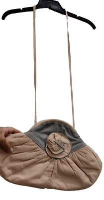 Bolsa de ombro estilo boneca vintage rosa pêssego couro cinza bolsa - Imagem 1 de 4