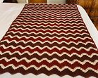VTG Handmade Crochet Chevron Zigzag Blanket Afghan 40 in x 67 in