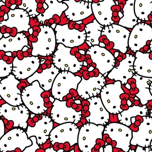 BTY Sanrio Hello Kitty Sweet Red Hairbow Packed Cotton Fabric By The Yard 77877 - Afbeelding 1 van 1