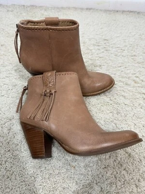 Botines occidentales Jack Rogers para mujer de cuero tostado roble verde tacón ancho talla 7 M Foto 1 de 4