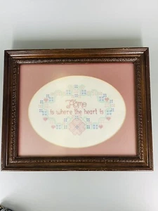 Home is Where the Heart is Counted Cross Stitch Complete Floral Framed - Picture 1 of 4