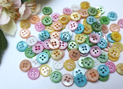 10x Knöpfe rund Perlmutt 10mm Muscheln Kinderknöpfe Knopf Kinder Baby bunt neu - Bild 1 von 4