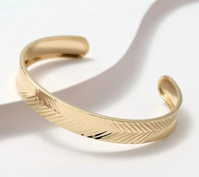 Small Size Chevron Style Cuff Bangle Bracelet Real Solid 14K Yellow Gold QVC - Image 1 of 2