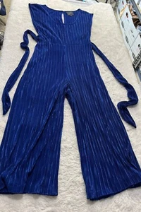 Anthropologie Maeve Pleated Sonata Crop Jumpsuit Wide Leg Ribbed Sz 8 - Picture 1 of 11