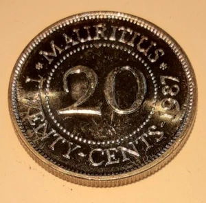 1987 Mauritius 20 Cent Nickel Plated Steel Coin   BU - Picture 1 of 2