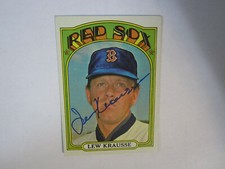 1972 Topps # 592 Lew Krausse Autograph Signed Card Boston Red Sox (M)