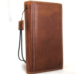 Genuine Tanned Leather Case for Apple iPhone XR Wallet Luxury Cover Soft Holder - Picture 1 of 7