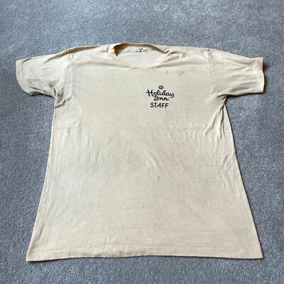 Camisa vintage Holiday Inn para hombre grande personal de hotel años 80 viaje puntada única Miller Foto 1 de 4