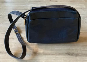 Tignanello Leder Damen Schultertasche Umhängetasche in dunkelblau 26x18 - Bild 1 von 6