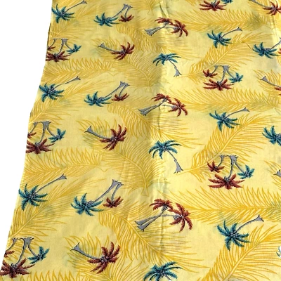 Tela de ropa de palmeras hawaianas de colección tela ligera hawaiana amarilla *LEER* Foto 1 de 4