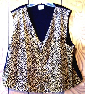 Chaleco Estilo Estudio Terciopelo Leopardo Estampado con Cremallera Talla Grande 3X - Imagen 1 de 4