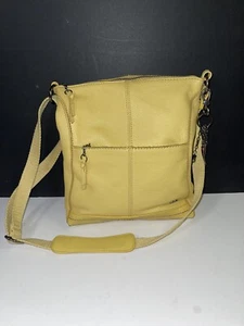 the Sak Yellow Purse Handbag canvas Strap leather charm Shoulder - Picture 1 of 13