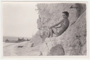 Pretty Sexy Woman Female near Sea on Beach Swimsuit Bikini Lady VTG Old Photo - Picture 1 of 8